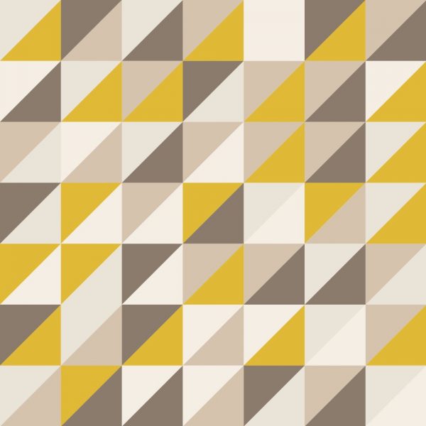 Papel de Parede Adesivo Geométrico Mosaico Tons de Amarelo com Marrom