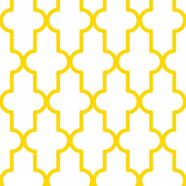Papel de Parede Adesivo Geométrico Retro Amarelo e Branco