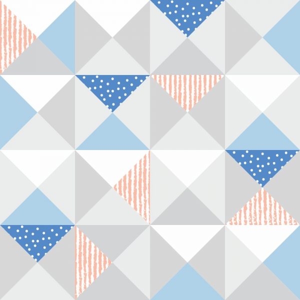 Papel de Parede Adesivo Geométrico Triangulos Divertidos Azul